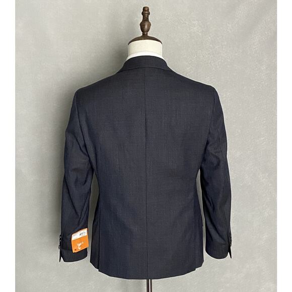 Tallia Men's 38 Short Suit Jacket Wool Blend Stretch Navy Brown Stripe NEW - Picture 4 of 10